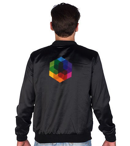 Logo on black jacket