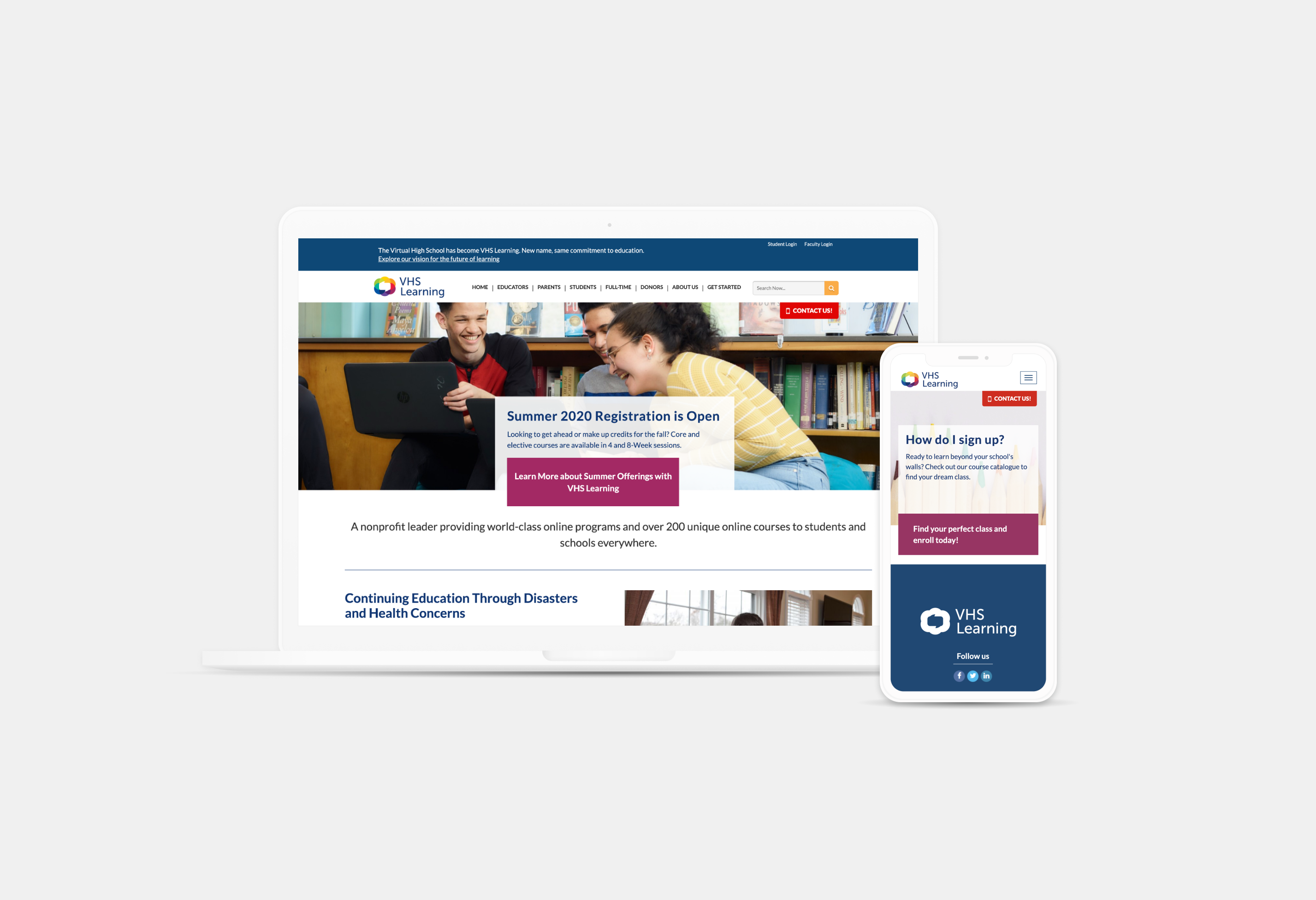 an image of the VHS homepage on a laptop and smart phone