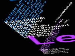 Multicolored text on black background
