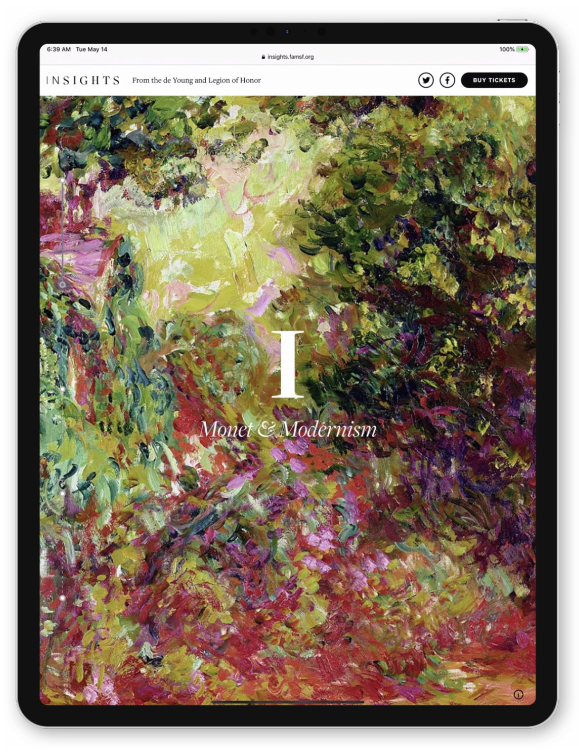 Monet chapter title featuring a detail from “The Artist’s House Seen from the Rose Garden”.