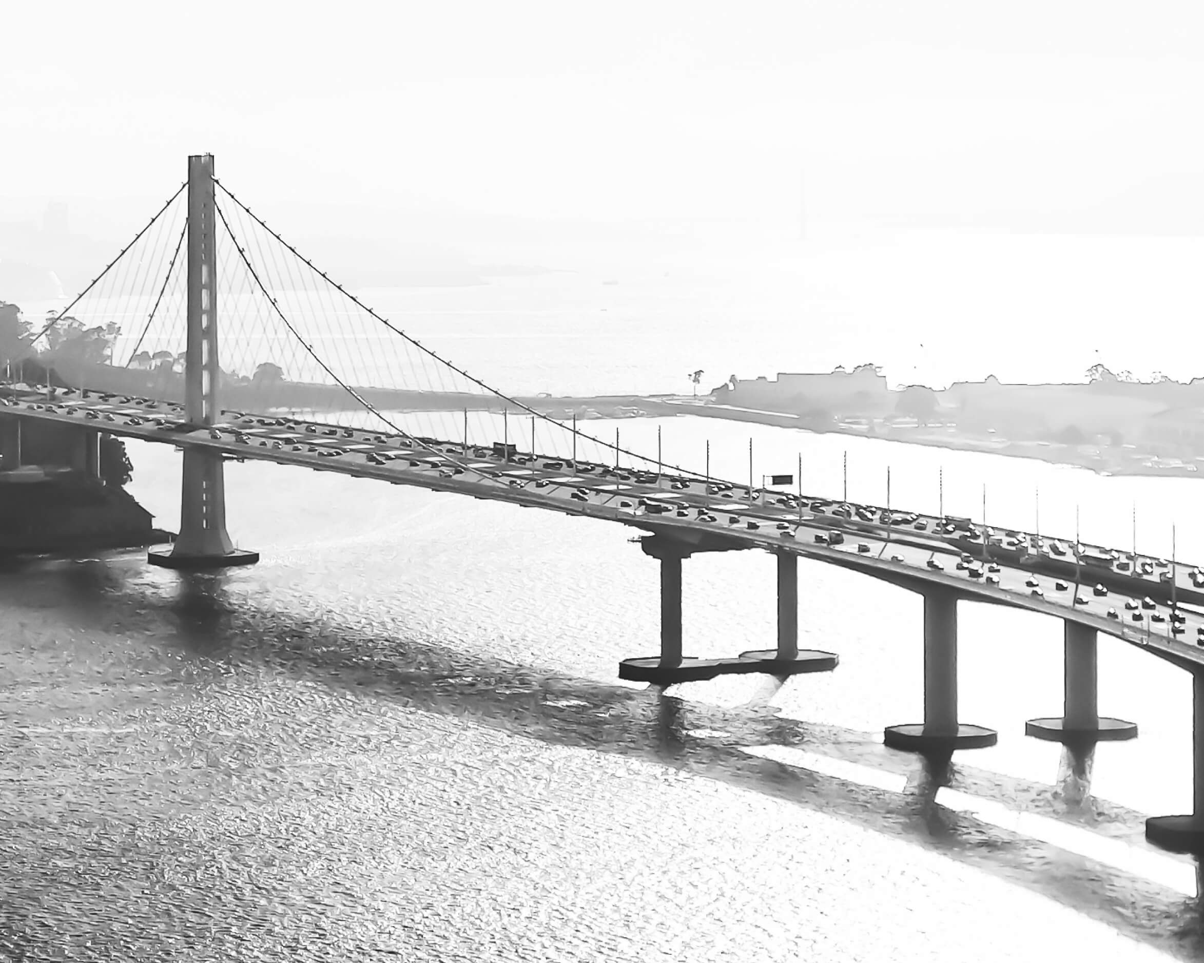 Overhead view of San Francisco–Oakland Bay Bridge