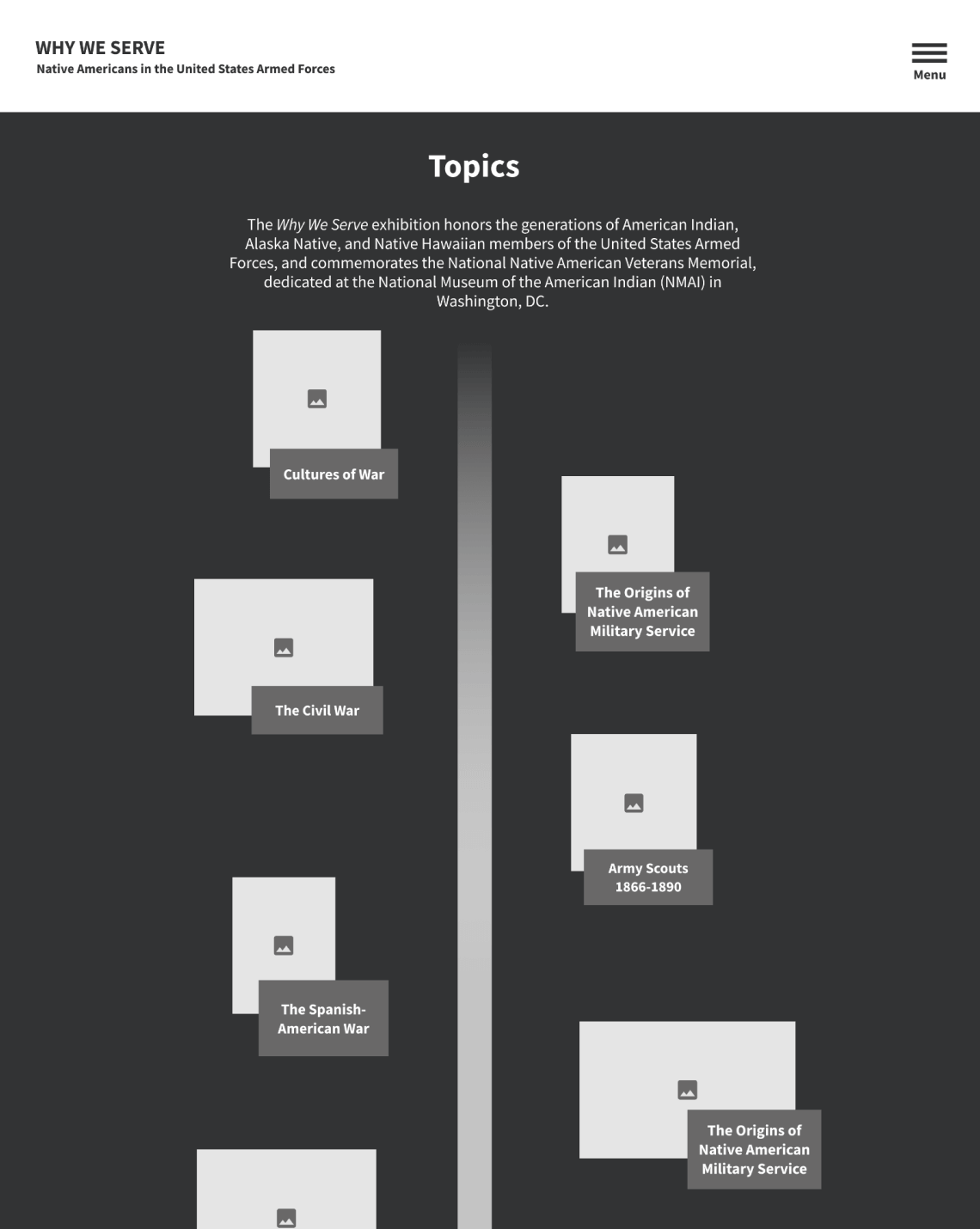 Final version of desktop wireframe for topic landing page