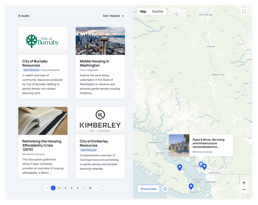 screenshot of the interactive map