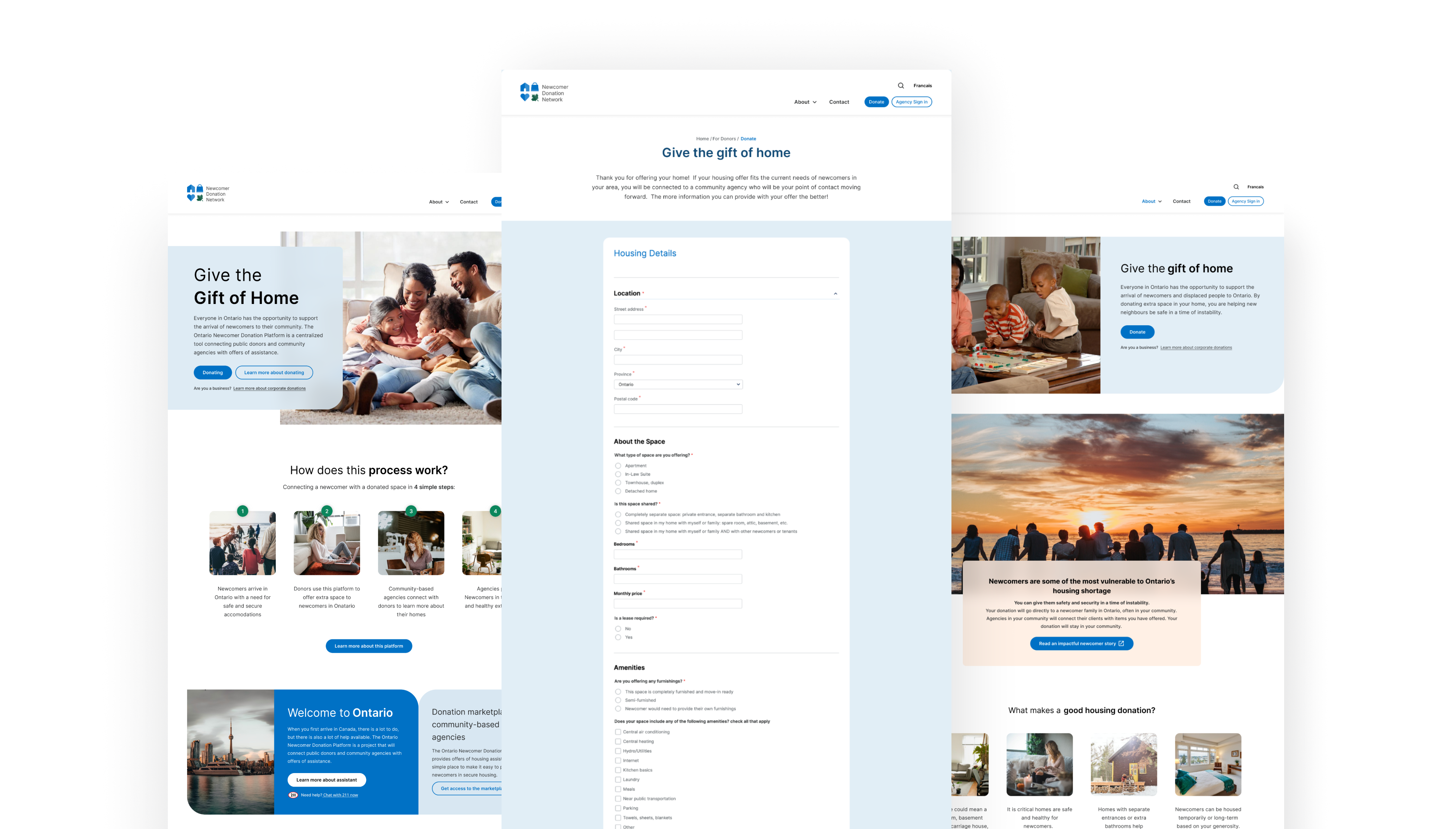 Design of donation form and two other images on the site
