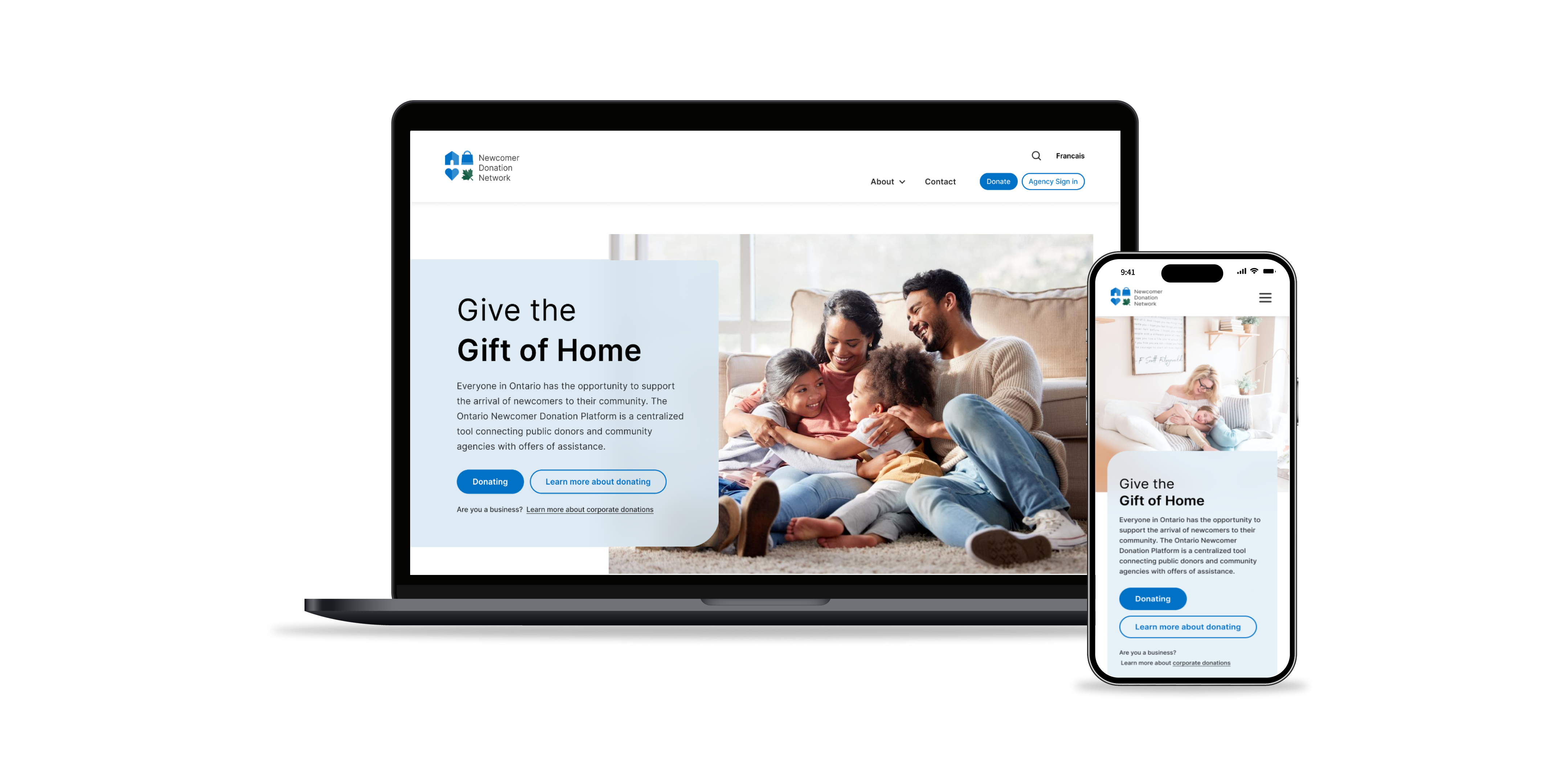 Mockup of the website on laptop and mobile devices