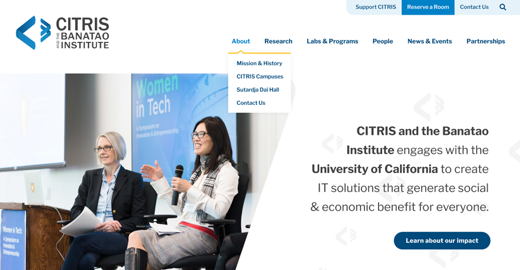The CITRIS website header and hero components