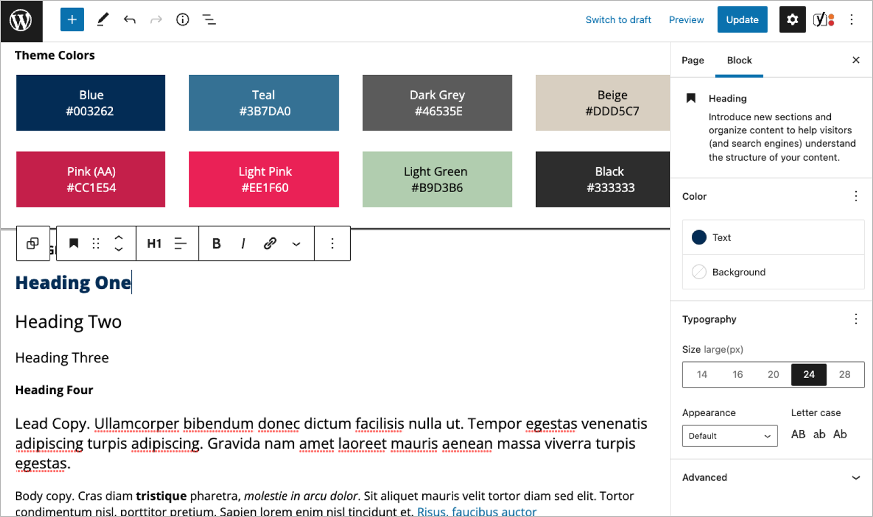 Wordpress block editor