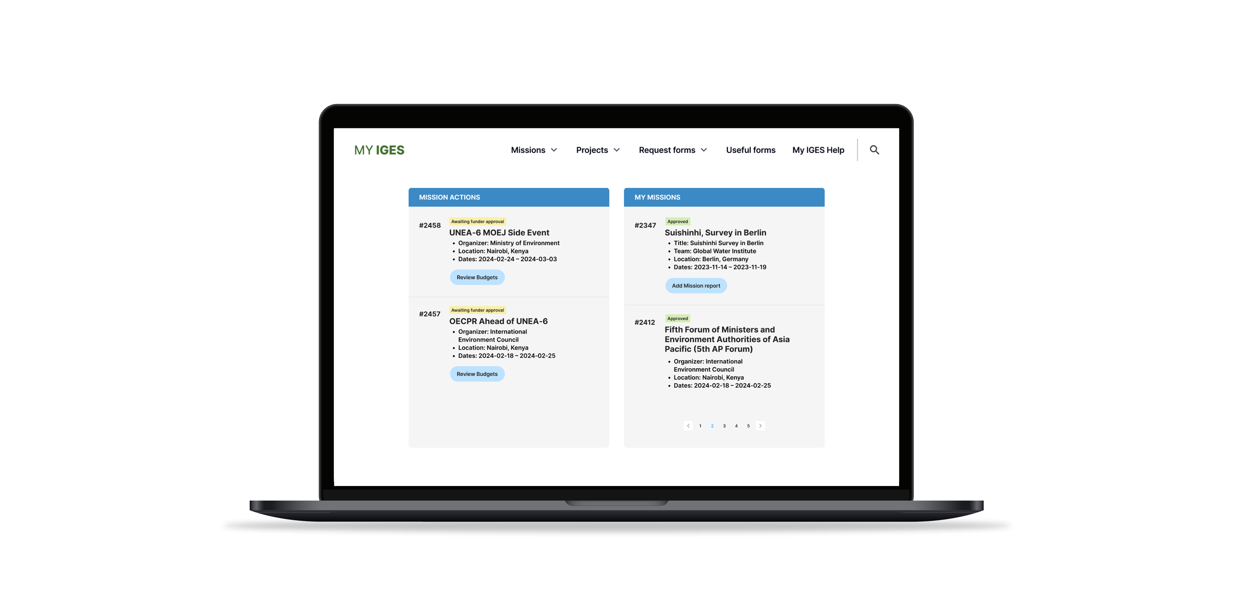 IGES website mockup on a laptop