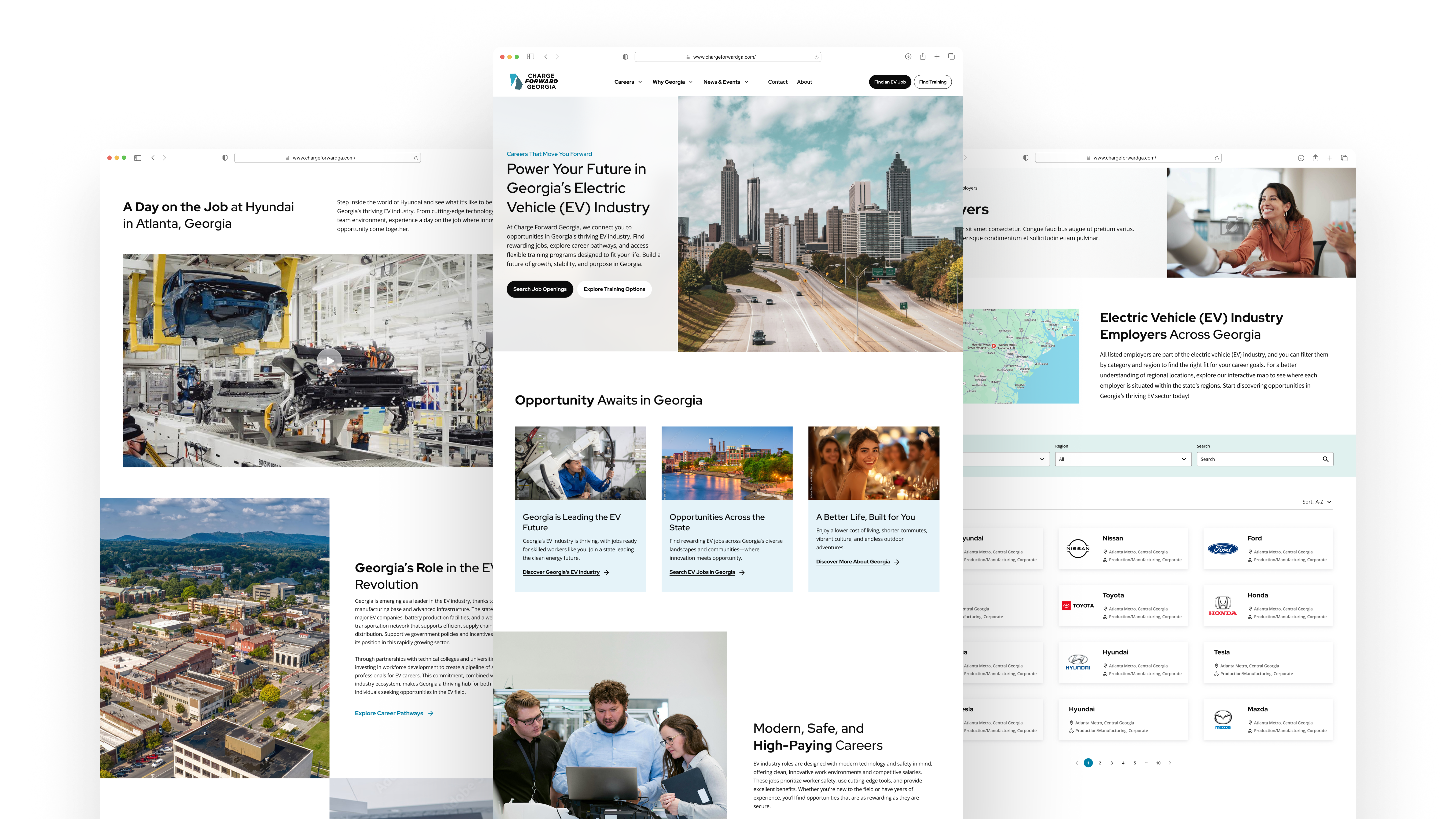 The designs of the TCSG website displayed side by side.