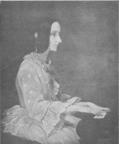 Painting of Ada Lovelace playing piano in 1852