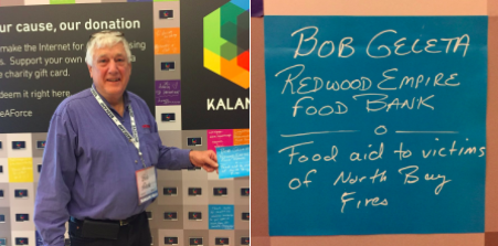 Bob Galeta from The Marsh Theatre gave to the Redwood Empire Food Bank.