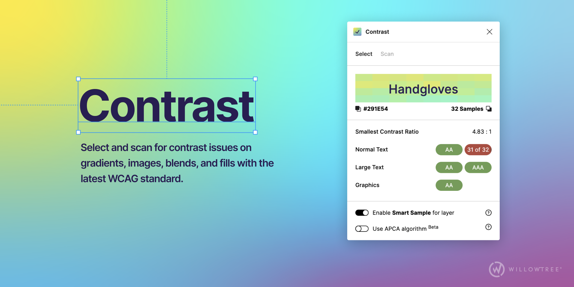 Easily modify the contrast of your images by accessing the app's dedicated contrast button to ensure your text and background meet the latest WCAG standard.