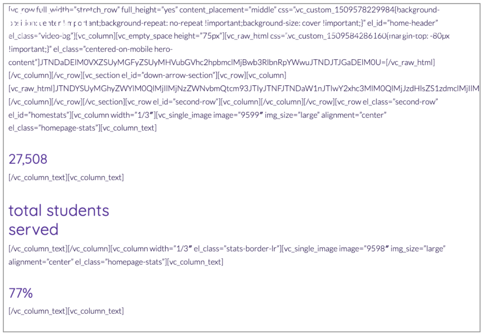 Front-end of site built in WPBakery displays system-specific code if you shut off WPBakery
