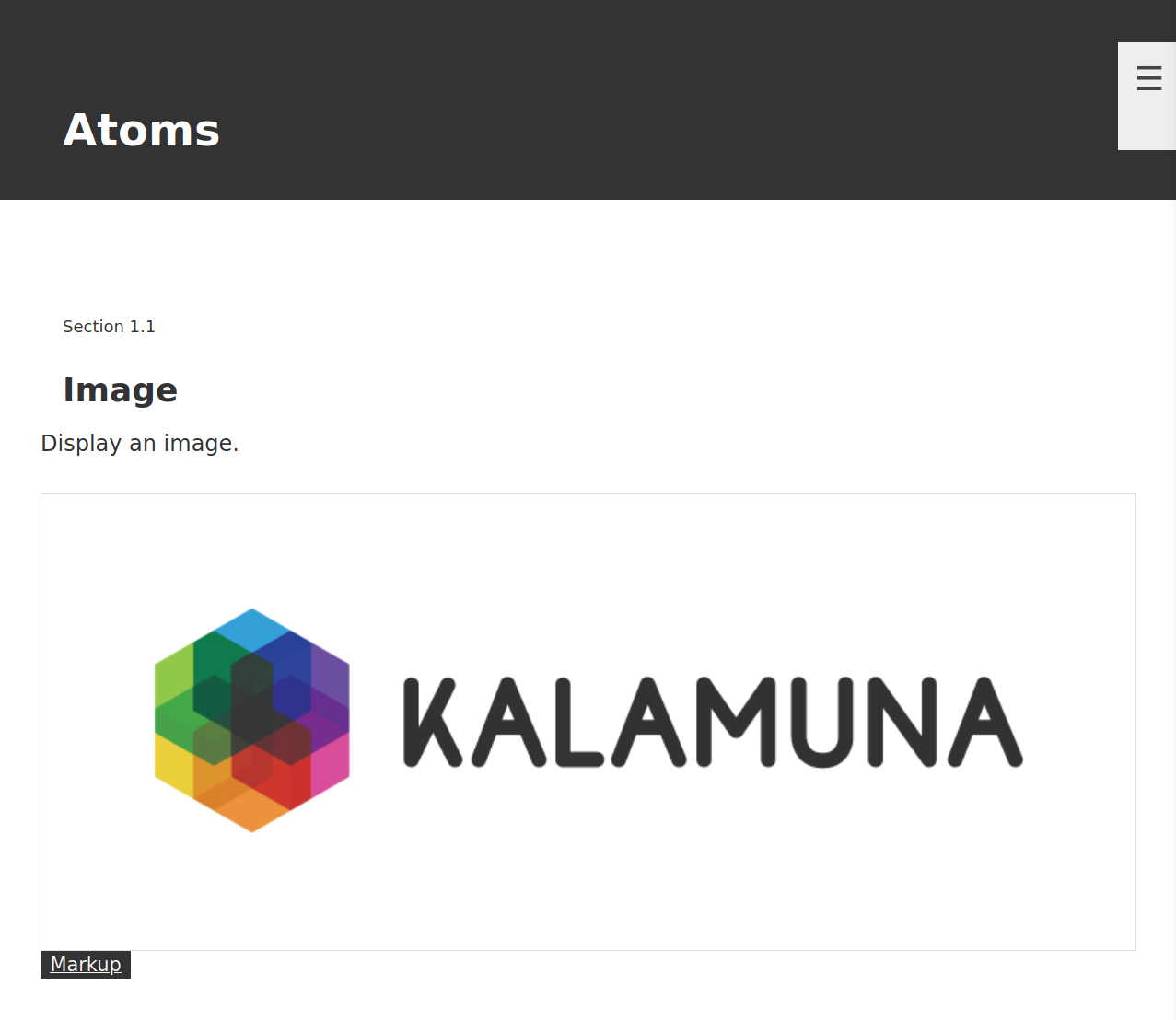 Kalamuna logo wrapped in a description and actuator that displays the underlying code