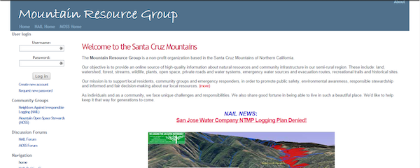Old homepage for Mountain Resource Group
