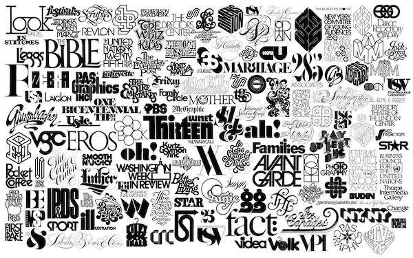 Black and white graphics of Herb Lubalin's logos