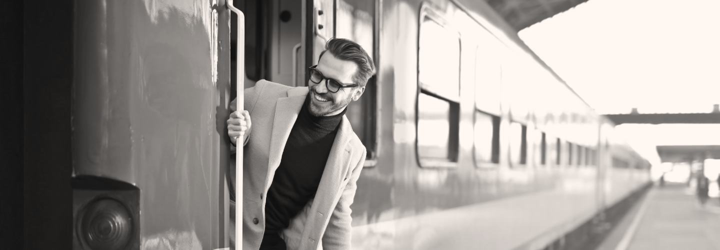 Man riding a train