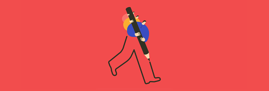 Human figure with a giant pencil